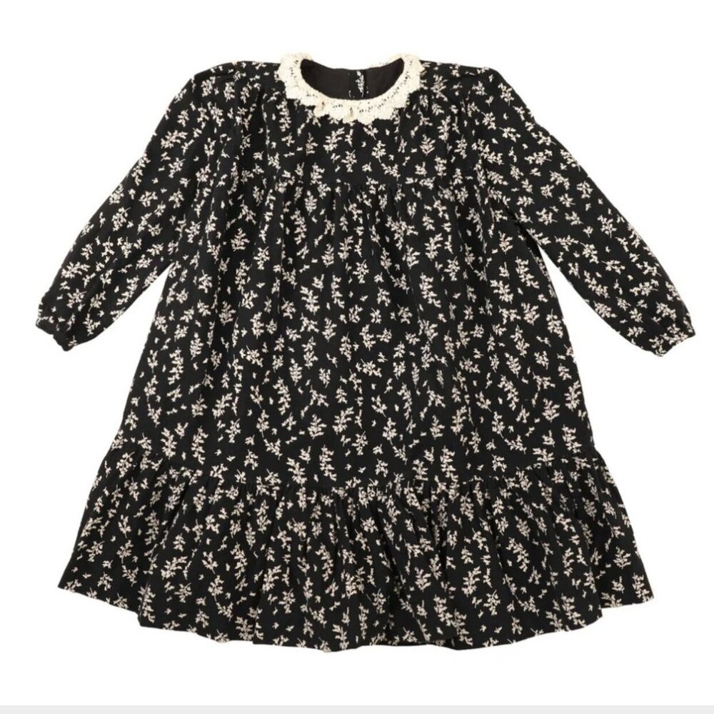 Noma Black Tiered Dress With Crochet Collar